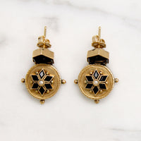 Petite Onyx & Gold Victorian Earbobs