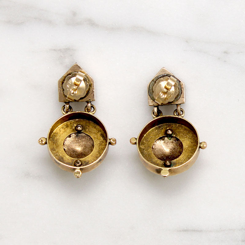 Petite Onyx & Gold Victorian Earbobs