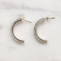 Sterling Half Hoops with Turquoise Inlay