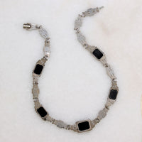Moody Marcasite & Black Onyx Art Deco Necklace