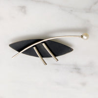 Abstract Mid Mod Sterling & Pearl Brooch