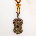 Fantastic Golden Glass & Brass Czech Necklace