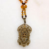 Fantastic Golden Glass & Brass Czech Necklace