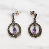 Deco Style Sterling Earrings with Amethyst& Marcasite