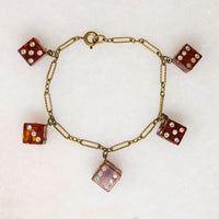 Sassy Jazz Age Celluloid & Brass Dice Bracelet