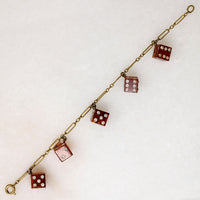 Sassy Jazz Age Celluloid & Brass Dice Bracelet