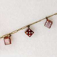 Sassy Jazz Age Celluloid & Brass Dice Bracelet