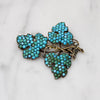 Pavé Persian Turquoise Grape Leaf Brooch