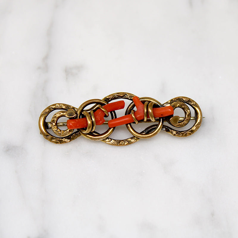 Very Victorian Vivid Branch Coral Brooch