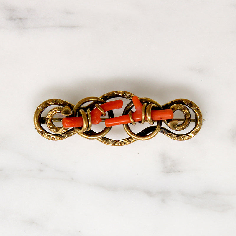 Very Victorian Vivid Branch Coral Brooch