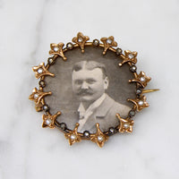 European Diamond & Pearl Brooch with Dapper Gentleman
