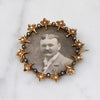 European Diamond & Pearl Brooch with Dapper Gentleman