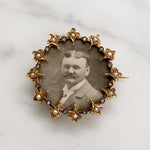 European Diamond & Pearl Brooch with Dapper Gentleman