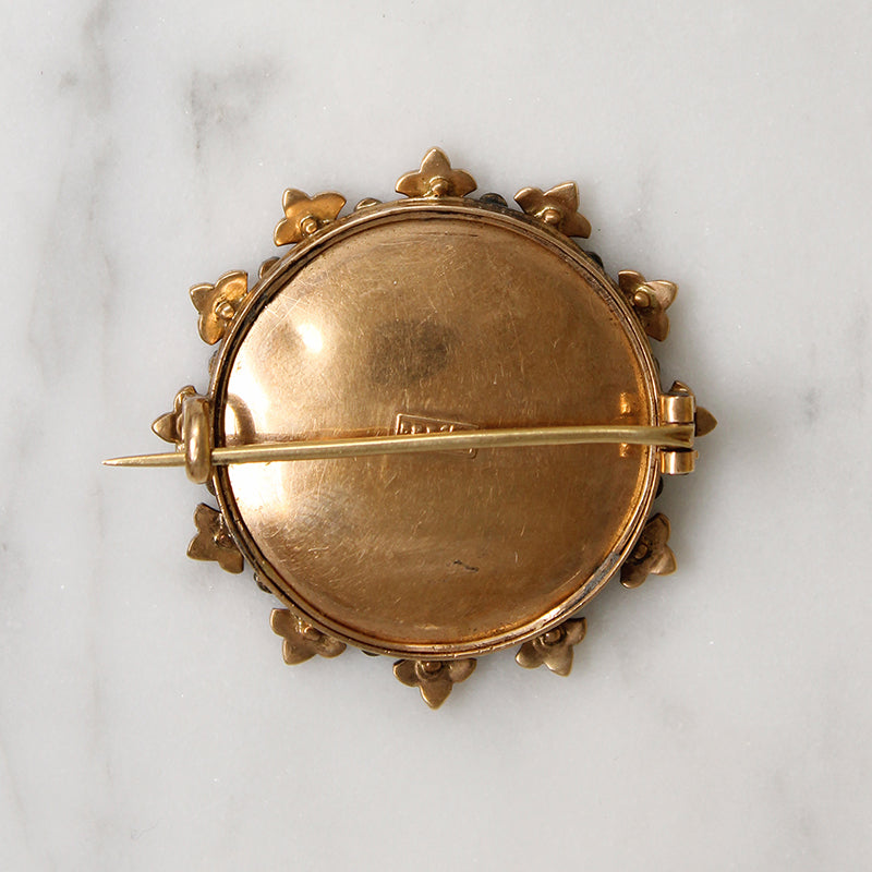 European Diamond & Pearl Brooch with Dapper Gentleman