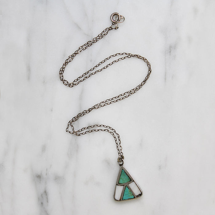 Triangles Turquoise & Mother of Pearl Inlay Pendant