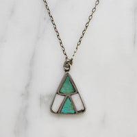 Triangles Turquoise & Mother of Pearl Inlay Pendant