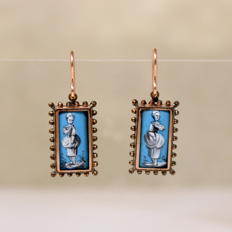 Coy Swiss Miss Enamel Victorian Earrings