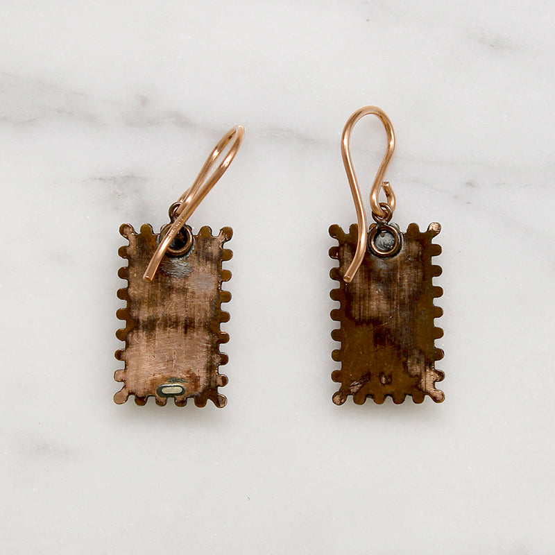 Coy Swiss Miss Enamel Victorian Earrings