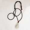 Pale Green Jade Vase on Brown Silk Cord Necklace