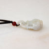 Pale Green Jade Vase on Brown Silk Cord Necklace
