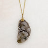 Leafy Carved Brown Jade on Gold Filled Chain