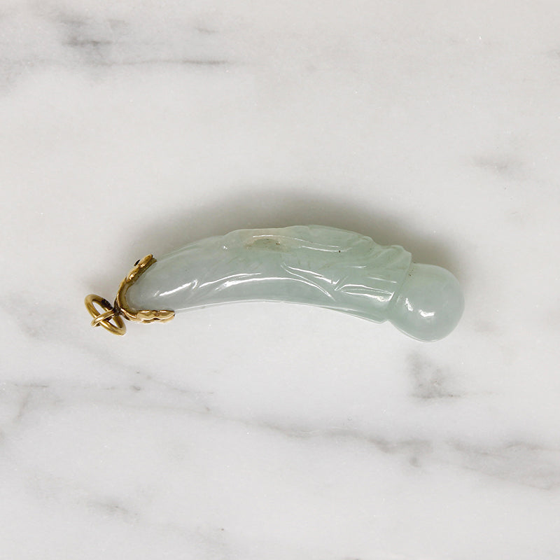 Potent Dragon's Head Jade Pendant with Gold Fittings