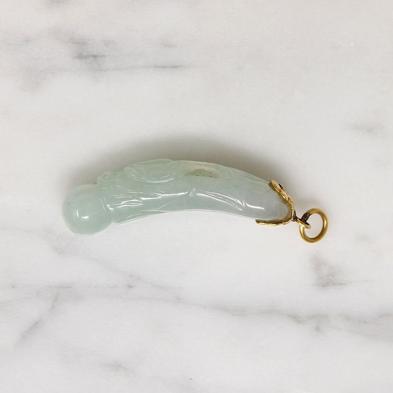 Potent Dragon's Head Jade Pendant with Gold Fittings