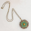 Ornate Chinese Aventurine & Enamel Silver Gilt Necklace