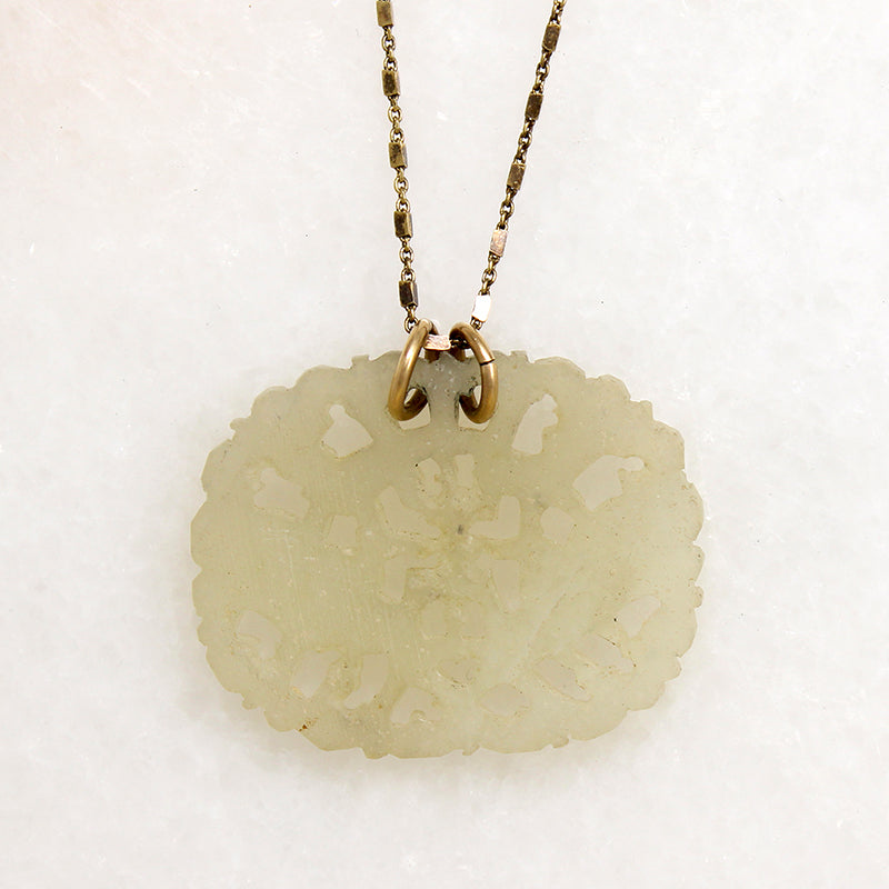 Exquisite Carved Jade on Fancy Silver Gilt Chain