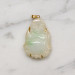 Jolly Jade Buddha in 14k Gold Pendant