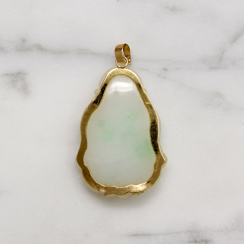 Jolly Jade Buddha in 14k Gold Pendant