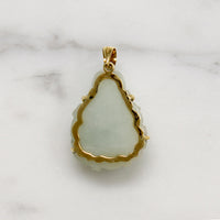 Chubby Little Jade Buddha in 14k Gold Frame