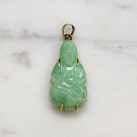 Serene Guanyin Jade & 14k Gold Pendant