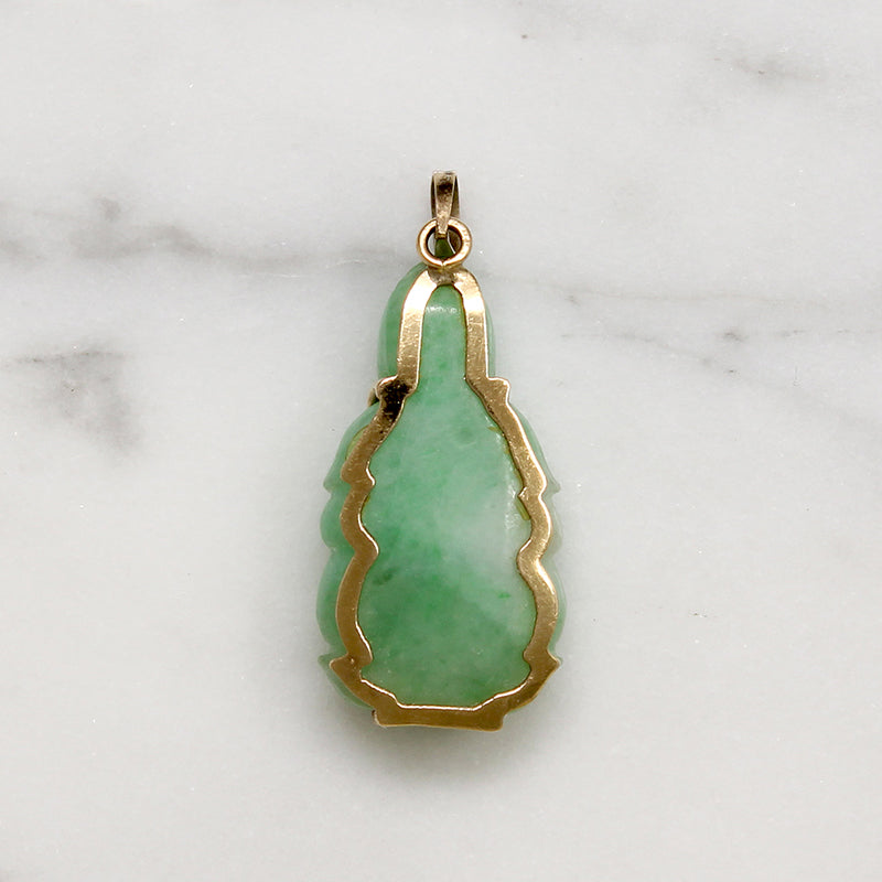 Serene Guanyin Jade & 14k Gold Pendant