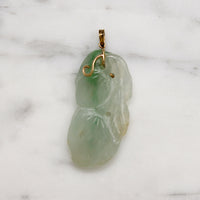 Pair of Plums Jade Pendant with 14k Gold Bale