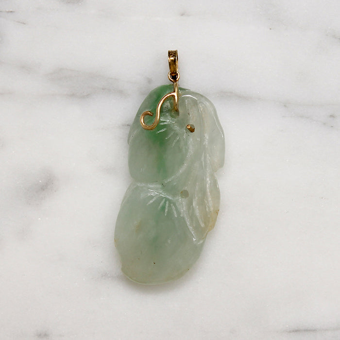 Pair of Plums Jade Pendant with 14k Gold Bale
