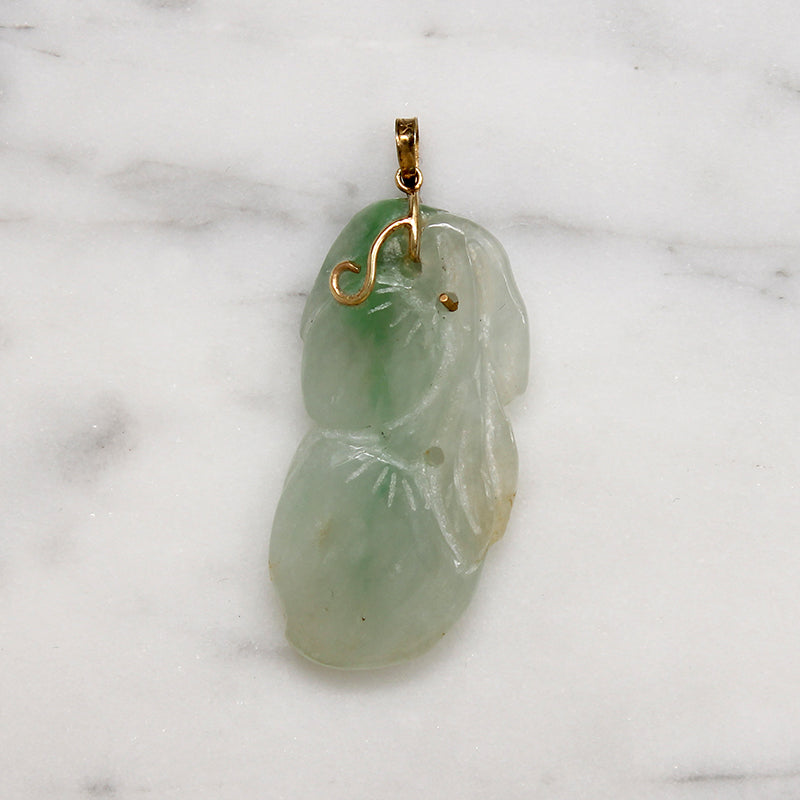 Pair of Plums Jade Pendant with 14k Gold Bale