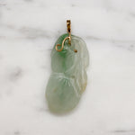 Pair of Plums Jade Pendant with 14k Gold Bale