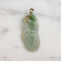 Pair of Plums Jade Pendant with 14k Gold Bale