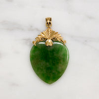 Antique Jade Heart with Ornate 18k Gold Bale