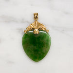 Antique Jade Heart with Ornate 18k Gold Bale