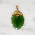 Antique Jade Heart with Ornate 18k Gold Bale