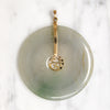 Grey-Green Jade Circle & 14k Gold Pendant 