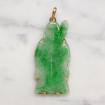 Jade Scholar Pendant with 18k Gold Frame
