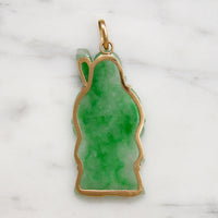 Jade Scholar Pendant with 18k Gold Frame