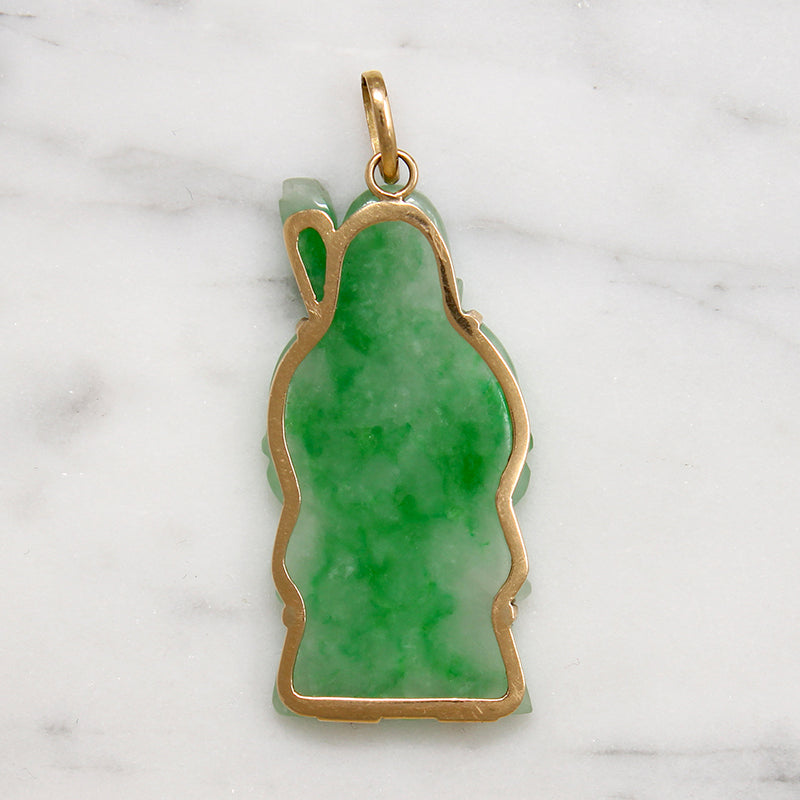 Jade Scholar Pendant with 18k Gold Frame