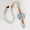 Carved Jade Ring & Carnelian Bead Chinese Necklace