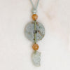 Carved Jade Ring & Carnelian Bead Chinese Necklace