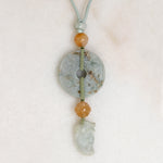 Carved Jade Ring & Carnelian Bead Chinese Necklace