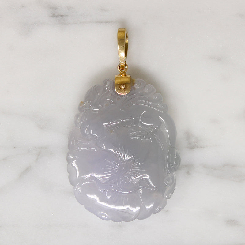Peacock & Peony Lavender Jade with 14k Gold Fittings